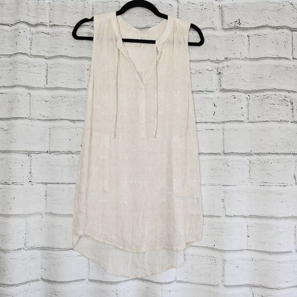 Prana Breathe Women's Natassa Crinkle Cream Sleeveless High Low Tunic Top Medium - Picture 1 of 12